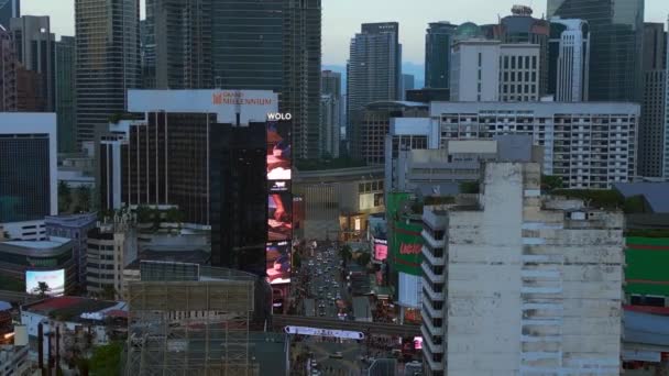 Kuala Lumpur Stadt Jalan Alor Food Street Tag Luftbild Fliegen — Stockvideo