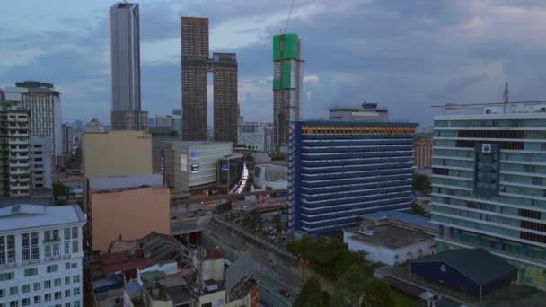 Kuala Lumpur Stadt Jalan Alor Food Street Tagesdrohne Aus Der — Stockvideo