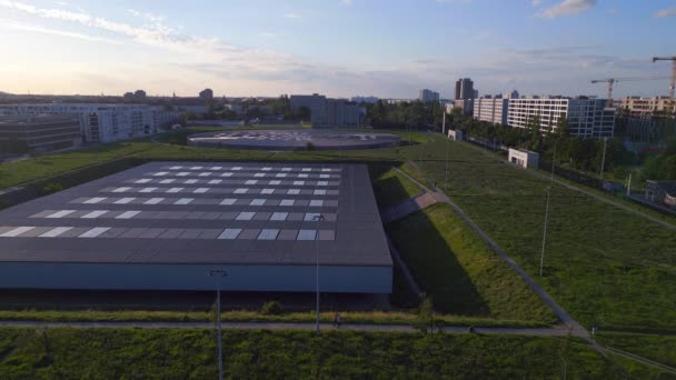 Velodrom Landsberger Allee Berlin Building Drone Sobrevoador Imagens Alta Qualidade — Vídeo de Stock