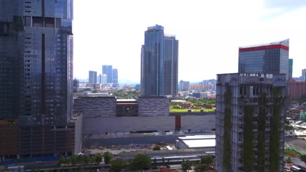 Centro Cidade Kuala Lumpur Ásia Metrópole Rotação Para Drone Direito — Vídeo de Stock
