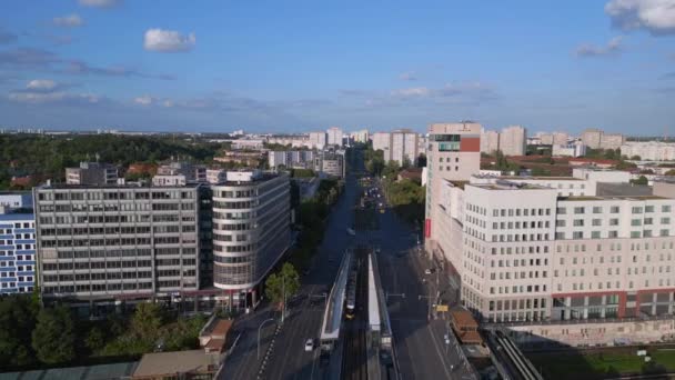Velodrom Landsberger Allee柏林大楼飞越无人驾驶飞机 高质量的4K镜头 — 图库视频影像