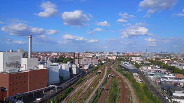 Pont Berlin Chemin Fer Bahn Pistes Été Piloter Drone Inverse — Video