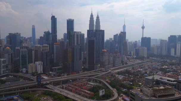 Aasia Metropoli Kaupunki Kuala Lumpur Malaysia Panoraama Yleiskatsaus Drone Laadukas — kuvapankkivideo