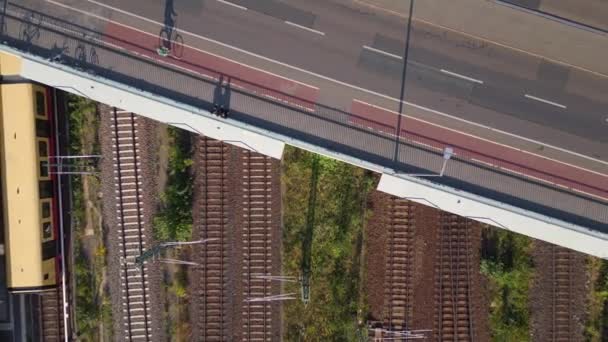 Pont Berlin Chemin Fer Bahn Pistes Été Drone Images Haute — Video