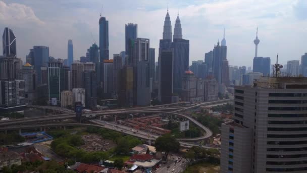 Ásia Metrópole Cidade Kuala Lumpur Malaysia Drone Ascendente Imagens Alta — Vídeo de Stock