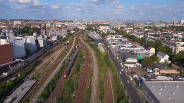 Pont Berlin Chemin Fer Bahn Pistes Été Drone Images Haute — Video