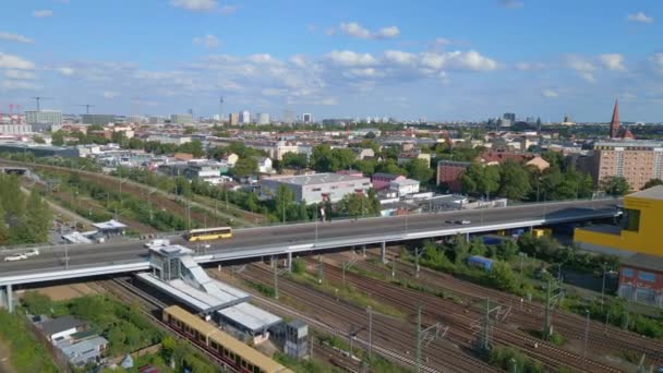 Pont Berlin Chemin Fer Bahn Pistes Été Survol Survol Drone — Video