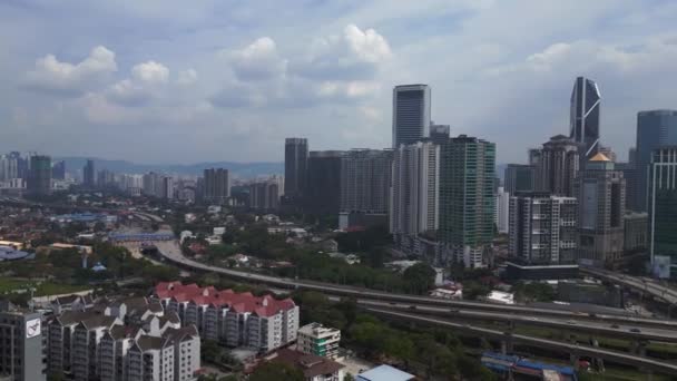 Ásia Metrópole Cidade Kuala Lumpur Malaysia Rotação Para Drone Direito — Vídeo de Stock