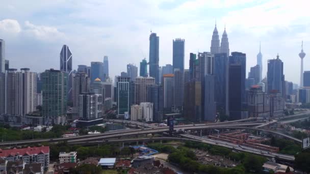 Asien Metropol Stad Kuala Lumpur Malaysia Vid Omloppsbana Översikt Drönare — Stockvideo