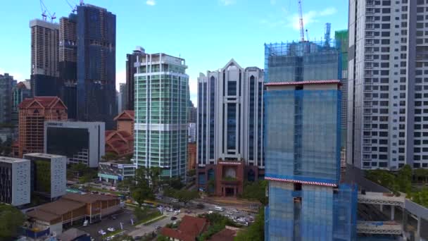 Centro Cidade Kuala Lumpur Ásia Metrópole Rotação Para Drone Direito — Vídeo de Stock
