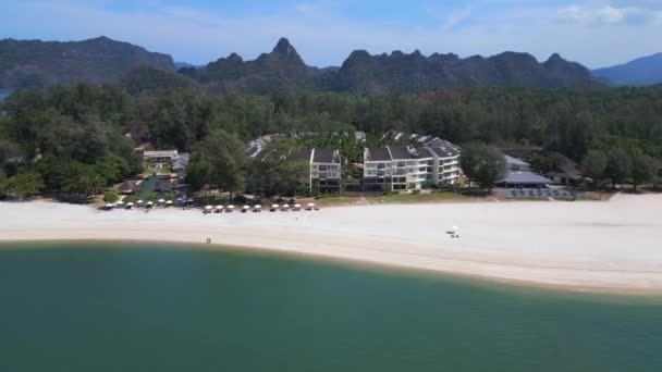Wyspa Langkawi Tanjung Rhu Piasek Plaża Drona Widokowa Panoramy Wysokiej — Wideo stockowe
