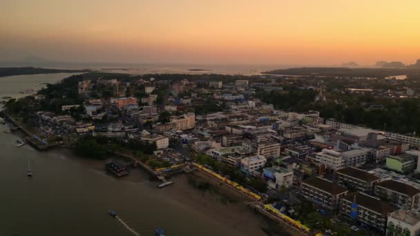 Pôr Sol Ásia Cidade Krabi Cidade Velha Tailândia Rotação Para — Vídeo de Stock