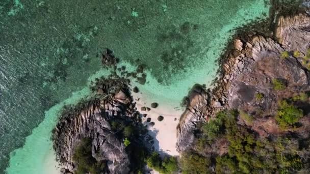 Azul Turquesa Mar Tailandês Praia Rochosa Ilha Aves Verticais Visão — Vídeo de Stock