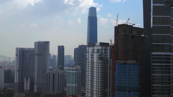 Modern Şehir Gökdeleni Kuala Lumpur Malezya Dolly Sol Drone Yüksek — Stok video