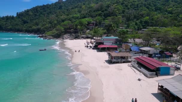 Larga Playa Isla Olas Agua Turquesa Trae Dron Imágenes Alta — Vídeo de stock