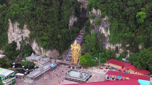 Scale Batu Caverna Gigante Dorato Buddha Rampa Velocità Statua Hyperlapse — Video Stock