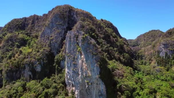 Primeval Jungle Hills Island Phi Phi Island Dron Órbita Panorámica — Vídeos de Stock
