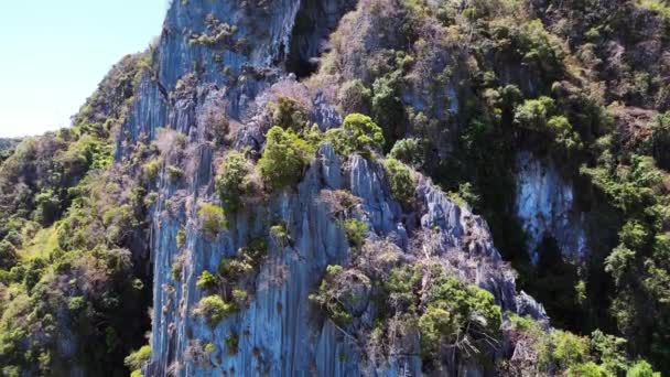 Primeval Jungle Hills Island Phi Phi Island Descending Drone High — Stock Video