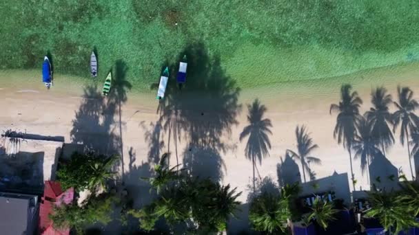 Tropischer Strand Luftaufnahme Kristallklares Wasser Drohne Aus Der Vogelperspektive Top — Stockvideo