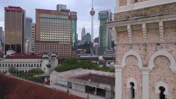 Drone Dataran Merdeka Royal Selangor Club Vista Elevada Edifício Emblemático — Vídeo de Stock