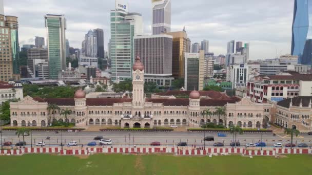 Dataran Merdeka Nın Panorama Yörünge Dronu Royal Selangor Kulübü Kuala — Stok video