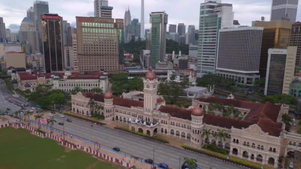 Rundumblick Drohne Von Dataran Merdeka Royal Selangor Club Erhöhter Blick — Stockvideo