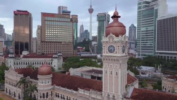 Przegląd Panoramy Dron Dataran Merdeka Royal Selangor Club Podwyższony Widok — Wideo stockowe