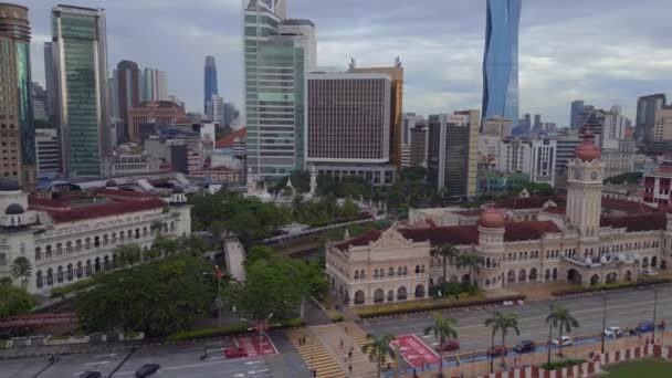 Überflugdrohne Von Dataran Merdeka Royal Selangor Club Erhöhter Blick Auf — Stockvideo