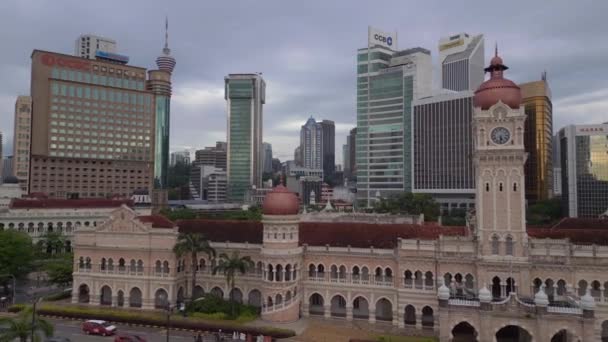 Dataran Merdeka Kraliyet Selangor Kulübü Nün Kuala Lumpurs Modern Gökyüzüne — Stok video