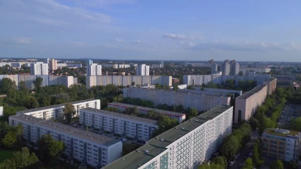 Berlin Urban Landscape Apartment Blocks Fly Reverse Drone Aerial View — Stock Video
