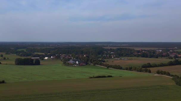 Rozległe Zielone Pole Kukurydzy Pod Błękitnym Niebem Dron Orbicie Panoramy — Wideo stockowe