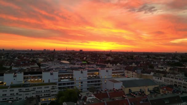 Dolly Left Drone Drone Awakening City Sunrise Serene Urban Landscape — ストック動画