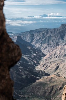 Top of Roque Nublo in Gran Canaria, canary islands. Awesome nature landscape and rock formation 