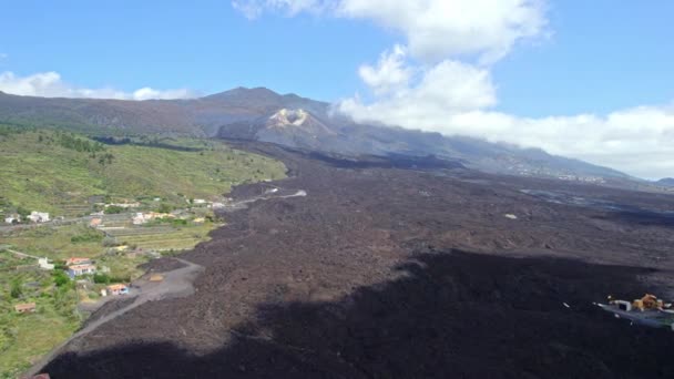 Dron Hava Görüntüsü Teneguia Yanardağının Sonuçları Volkan Palma Nın Güneyindeki — Stok video