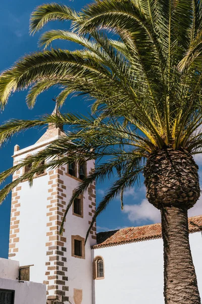 Náboženská Architektura Uprostřed Města Věž Starověkého Kostela Fuerteventura Umístění Kanárské — Stock fotografie