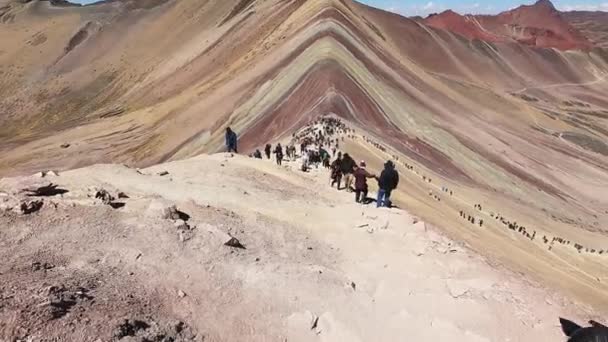 Video Landschaftsaufnahme Des Bunten Regenbogenberges Oder Montana Siete Colores Cuzco — Stockvideo