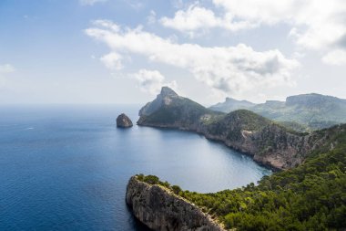 Views from Cap de Formentor, the viewpoint es Colomer, in Mallorca, the Balearic Islands, Spain.  clipart