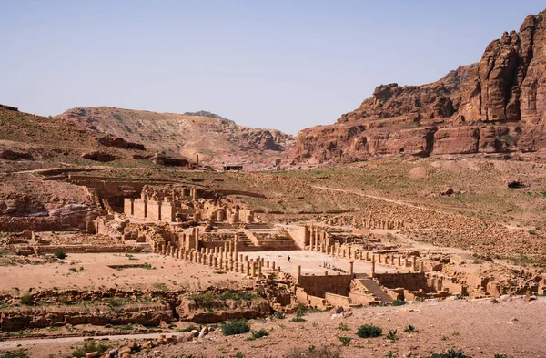 Spektakulär Utsikt Över Stora Templet Petra Antika Staden Petra Jordanien — Stockfoto