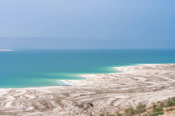 Пустынный Пейзаж Побережья Мертвого Моря Белой Солью Иордании Путешествия — стоковое фото
