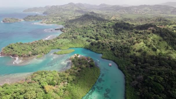 Videó Egy Egzotikus Trópusi Paradicsomról Türkiz Vízzel Venas Azulesban Panamában — Stock videók