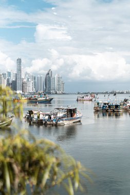 Başkent Skyline 'ın dikey fotoğrafı. Panama Şehri
