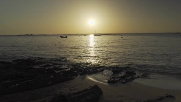 Video Sunset Calm Sea Waves Arriving Beach — Stock Video