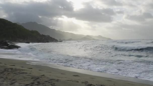바람의 폭풍과 바다와 해변의 실시간으로 비디오 — 비디오