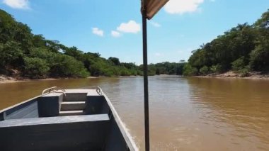 Sakin Amazon nehri üzerinde hızlı sürat teknesinin 4K videosu