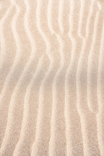 Background of warm sunlight reveals intricate patterns in the fine texture sand of a peaceful desert, showcasing natures artistry.