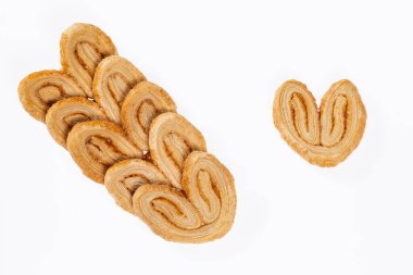 Bakery And Pastry - Tasty Puff Pastry Hearts Covered With Sugar; Photo White Background
