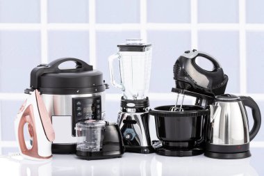 Kitchen Home Appliances - Different household appliances On White Background