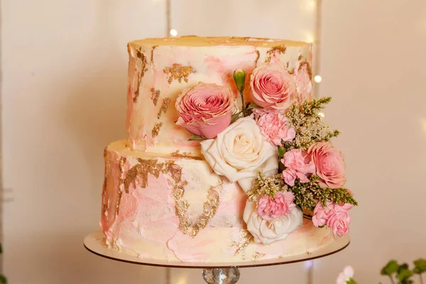 stock image Tasty Cake Decorated With Flowers For Social Event Celebration.