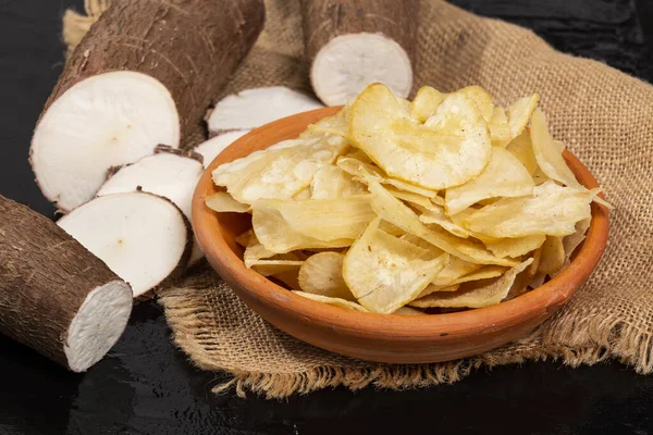 stock image Cassava Manioc Esculenta; Snacks Fried Yuca Flakes