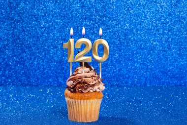 Doğum günü ya da yıldönümü kutlaması için numara 120 olan kek.